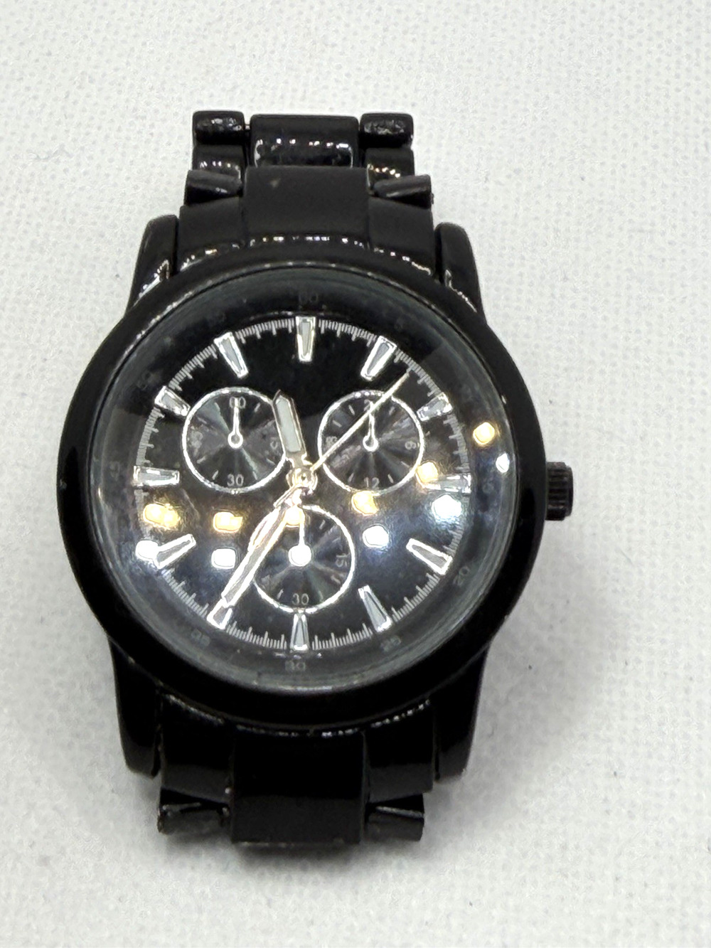 Merona Black Quartz Women Watch FMDM151 Multi Dial 7" New Battery Tested